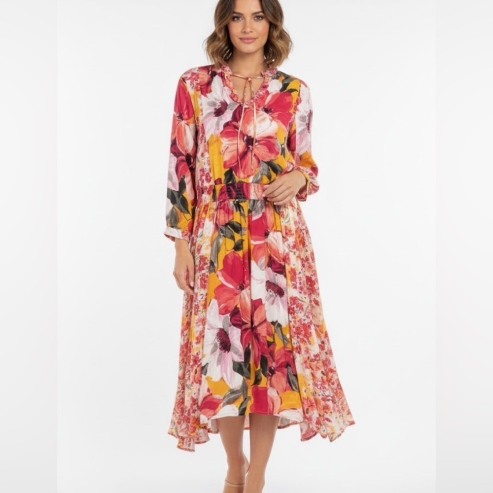 Olive Hill Flowy Lightweight  Floral Midi Dress Size Small